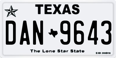 TX license plate DAN9643