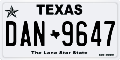 TX license plate DAN9647