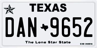 TX license plate DAN9652