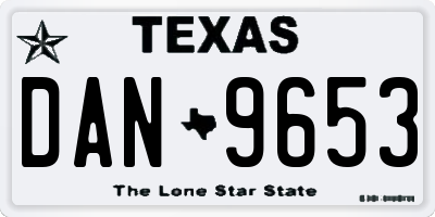 TX license plate DAN9653