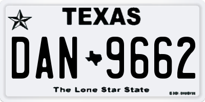 TX license plate DAN9662