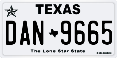 TX license plate DAN9665