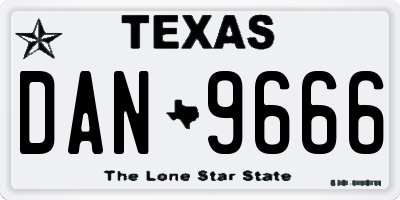 TX license plate DAN9666