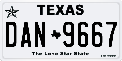 TX license plate DAN9667