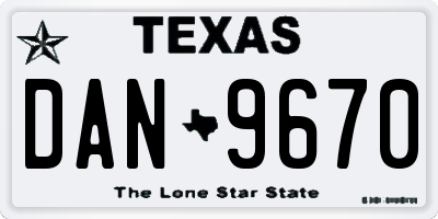 TX license plate DAN9670