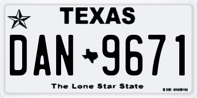 TX license plate DAN9671