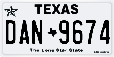 TX license plate DAN9674