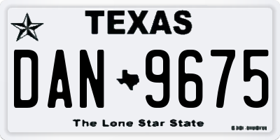 TX license plate DAN9675