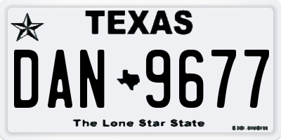 TX license plate DAN9677