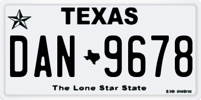 TX license plate DAN9678