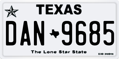 TX license plate DAN9685