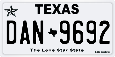 TX license plate DAN9692