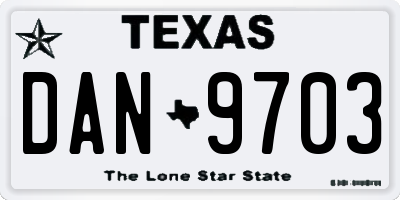 TX license plate DAN9703