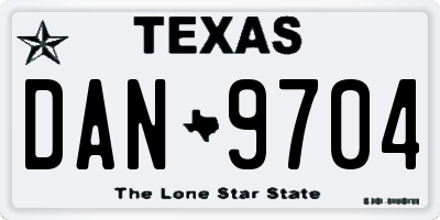 TX license plate DAN9704