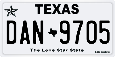 TX license plate DAN9705