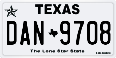 TX license plate DAN9708