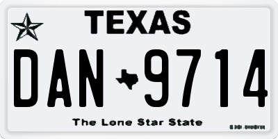 TX license plate DAN9714