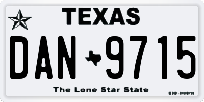 TX license plate DAN9715