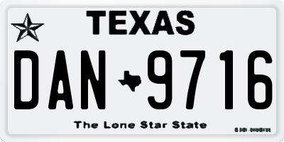 TX license plate DAN9716