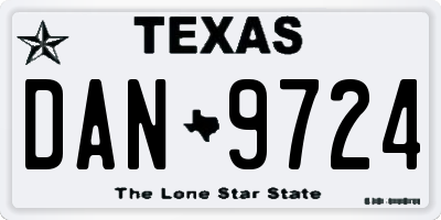 TX license plate DAN9724