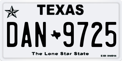 TX license plate DAN9725