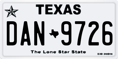 TX license plate DAN9726