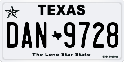 TX license plate DAN9728