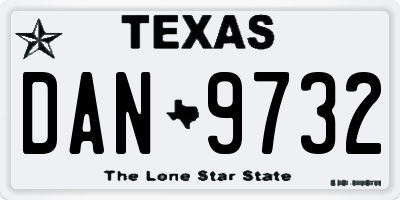 TX license plate DAN9732