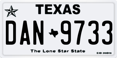 TX license plate DAN9733