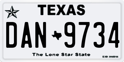 TX license plate DAN9734