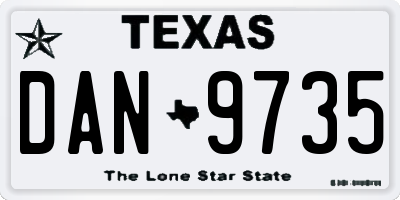 TX license plate DAN9735