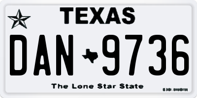 TX license plate DAN9736