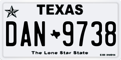 TX license plate DAN9738