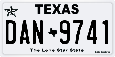 TX license plate DAN9741