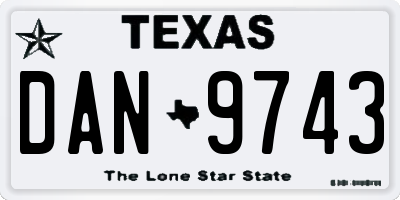 TX license plate DAN9743