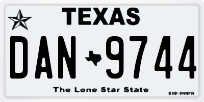 TX license plate DAN9744