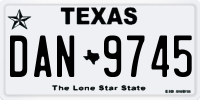 TX license plate DAN9745