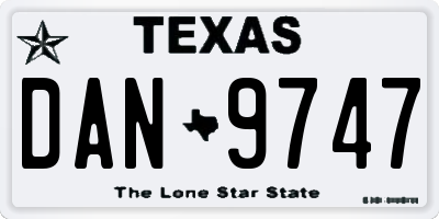 TX license plate DAN9747