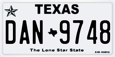 TX license plate DAN9748