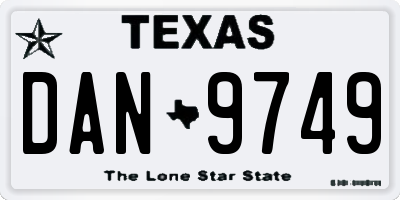 TX license plate DAN9749