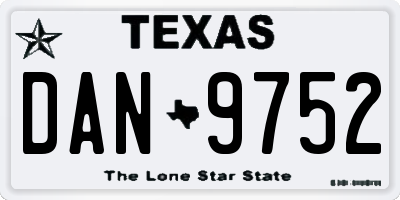 TX license plate DAN9752
