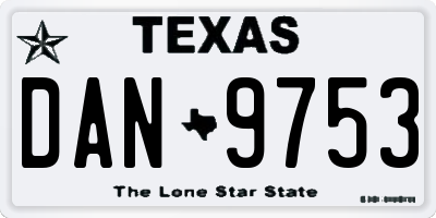 TX license plate DAN9753