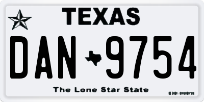TX license plate DAN9754