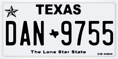 TX license plate DAN9755