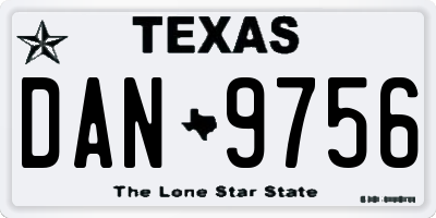 TX license plate DAN9756