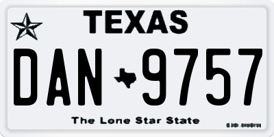 TX license plate DAN9757