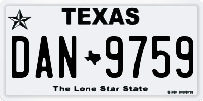TX license plate DAN9759