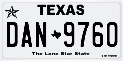 TX license plate DAN9760