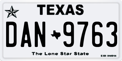 TX license plate DAN9763