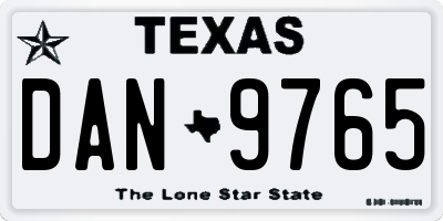 TX license plate DAN9765